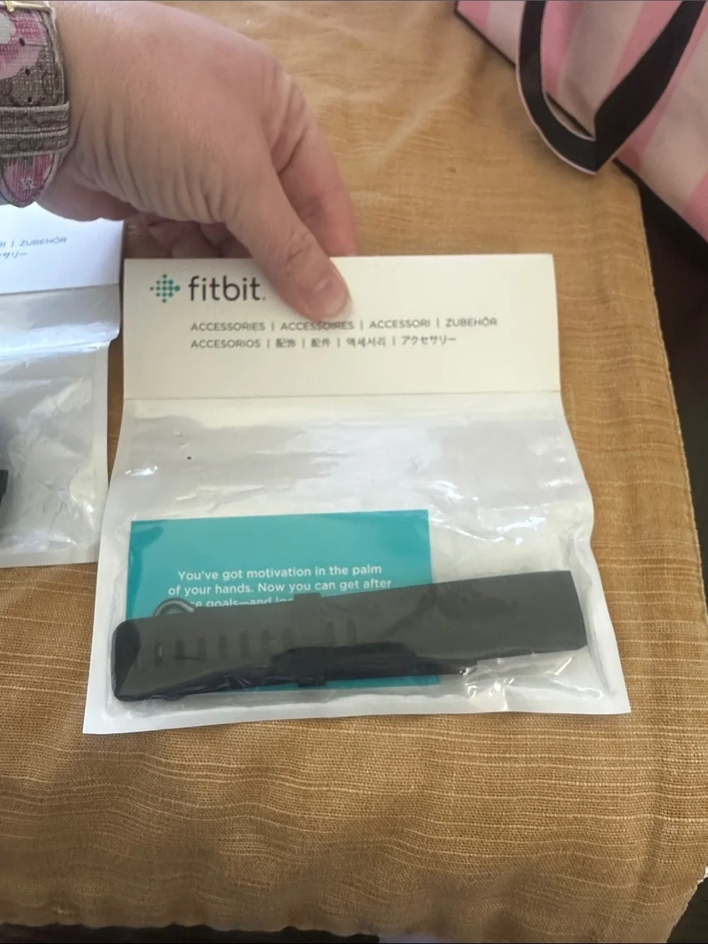 Fitbit Diamond Pattern Black Silicone Strap for Charge 3 or 4 NWT